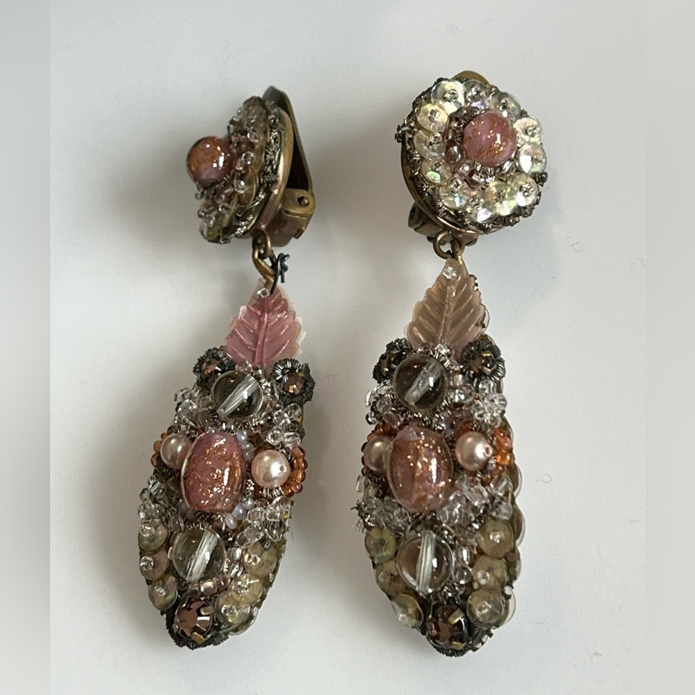 vintage Artisan made clip on earrings.
